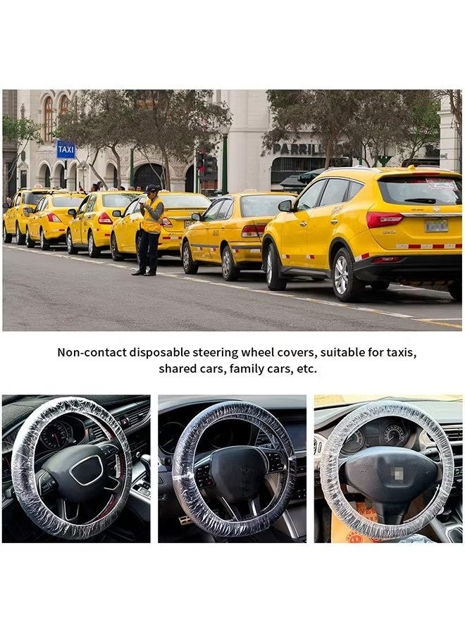 50PCS Universal Disposable Steering Wheel Cover Plastic Transparent Car Steering Wheel Covers with Elastic Trims for Steering Wheels - Image 3